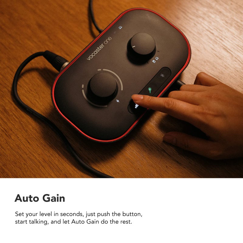 Focusrite Vocaster One - Podcasting Interface for Recording as a Solo Creator. Use Auto Gain, Enhance, and Mute for Easy Podcasting. Small, Lightweight, and Powered by Computer - Image 5